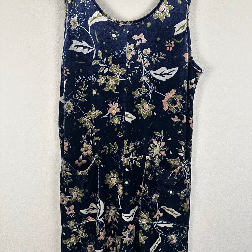 Earthbound Velvet Floral Wide Leg Jumpsuit Boho Loose Comfy Medium EUC - Picture 3 of 5